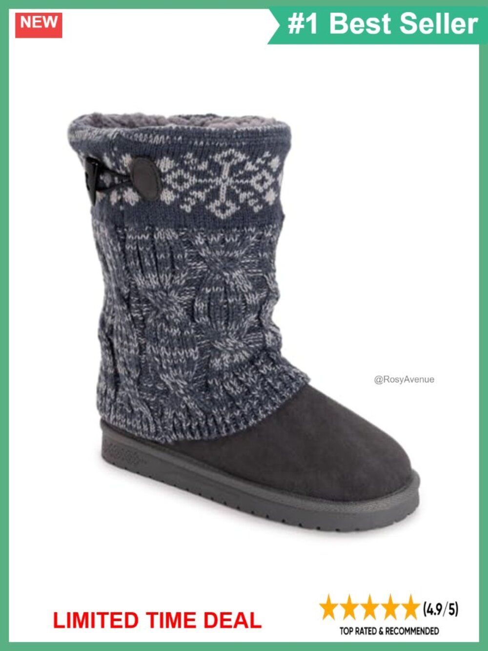 Acrylic Knit Water Resistant Mid-Calf Boot